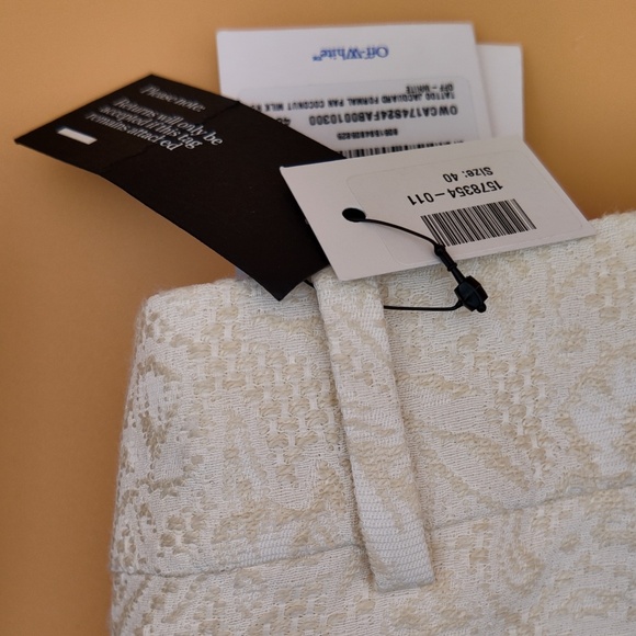 NWT + OFF-WHITE JACQUARD FABRIC TATTOO PALAZZO PANTS / Coconut Milk - Picture 8 of 11